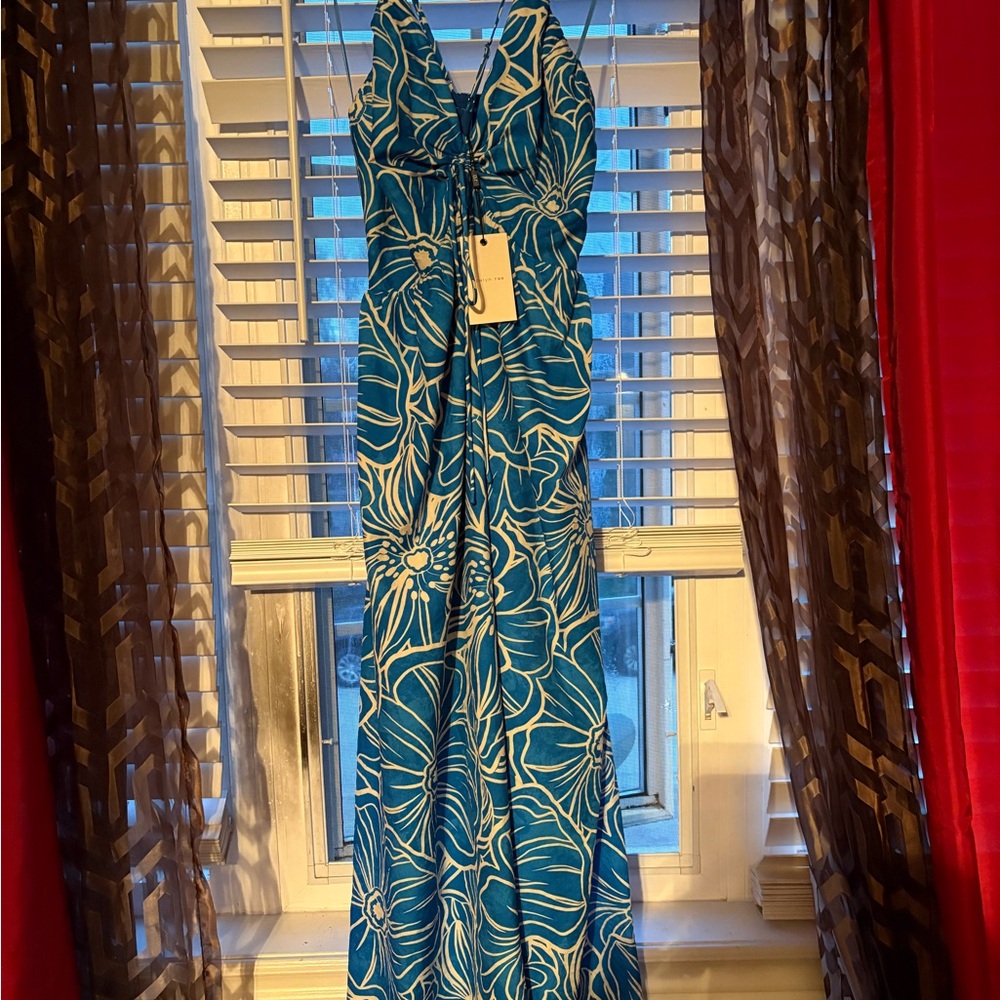 NWT Sea Blue Cream Floral Maxi Dress